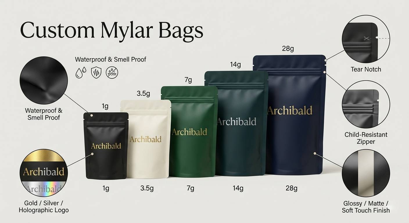 custom shape mylar bag 7g